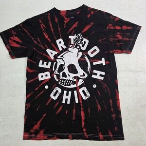 Beartooth Band Skull Metalcore Streetwear Graphic T-Shirt Tie Dye Red Black Sz S